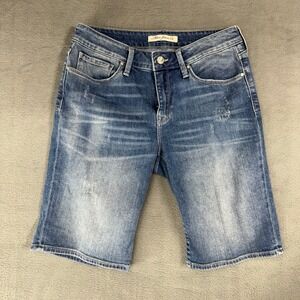 Mavi Jeans Women's Blue Alexis Mid-Rise Bermuda Denim Jeans Shorts Size: 26